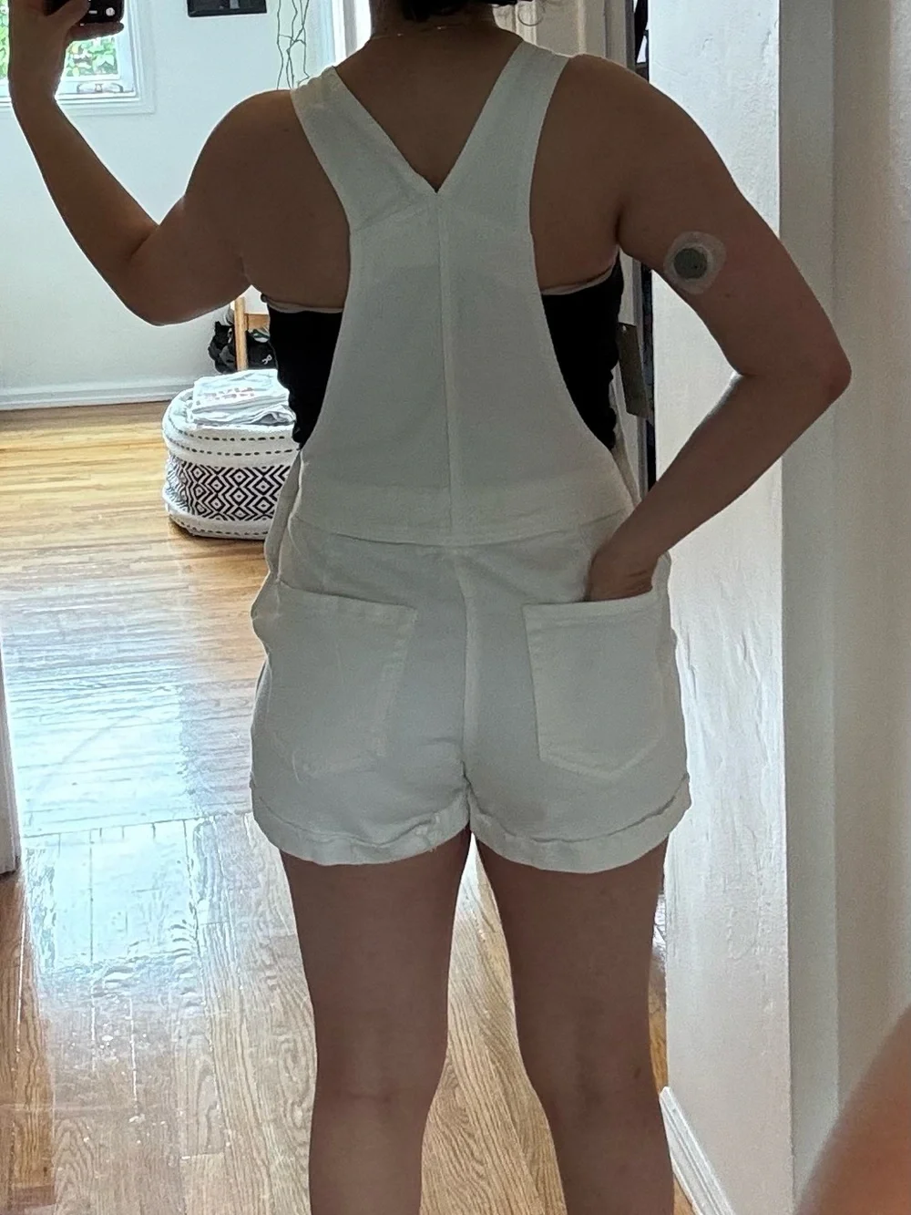 Hollister White Denim Short Overall